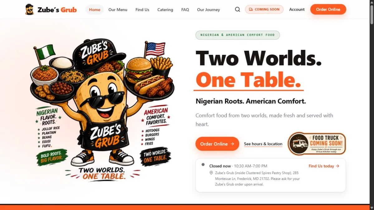 Zube's Grub homepage